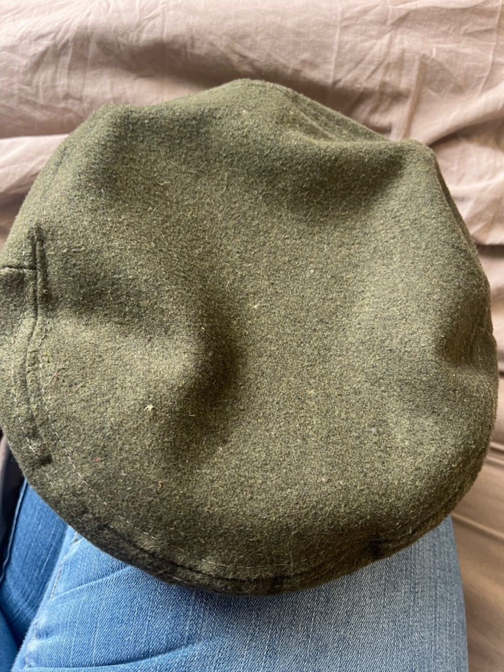 Mariner or Sailor Cap Olive Green Wool-Blend Cap - Picture 6 of 8